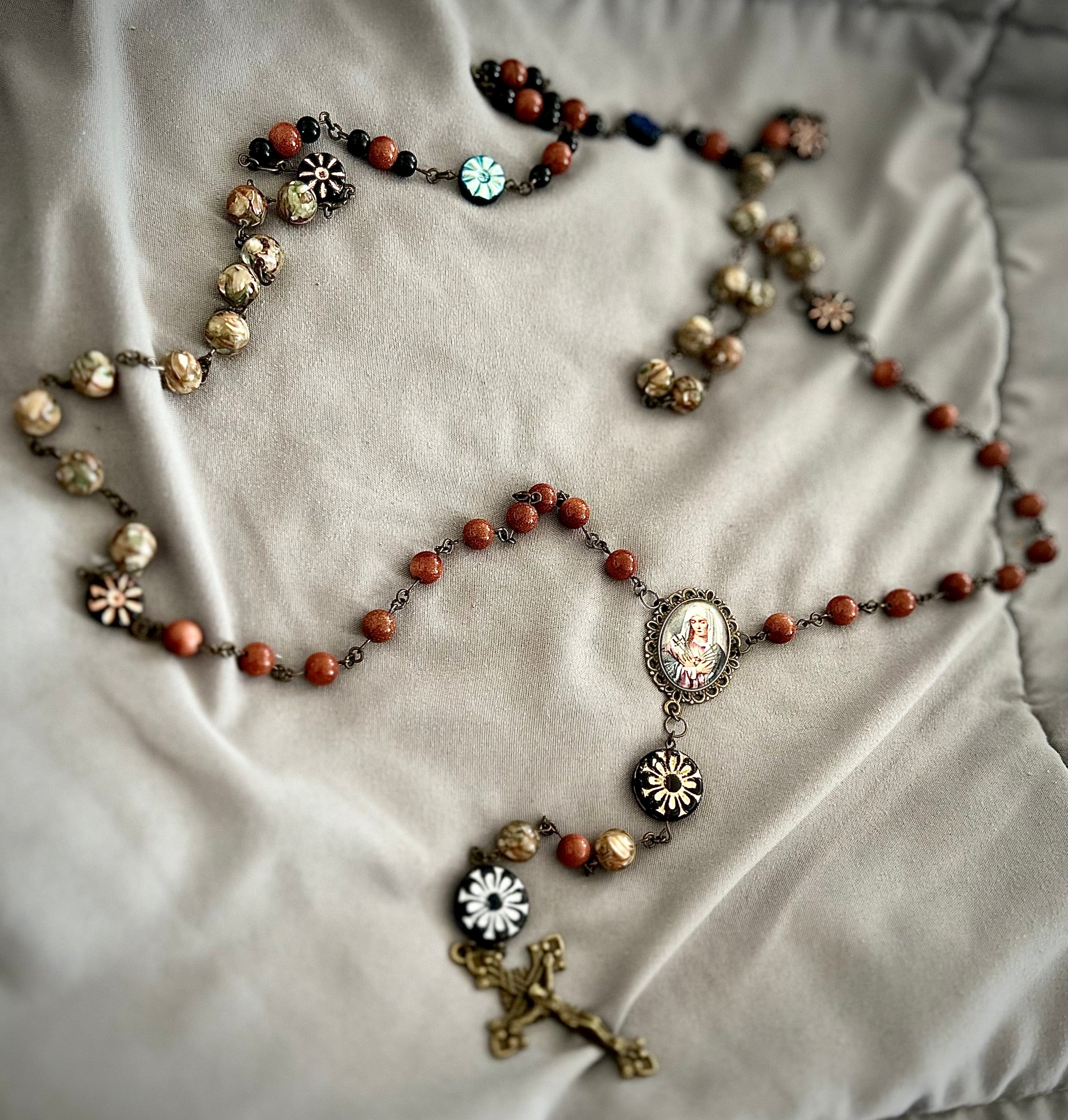 Stone Beaded Wall Rosary