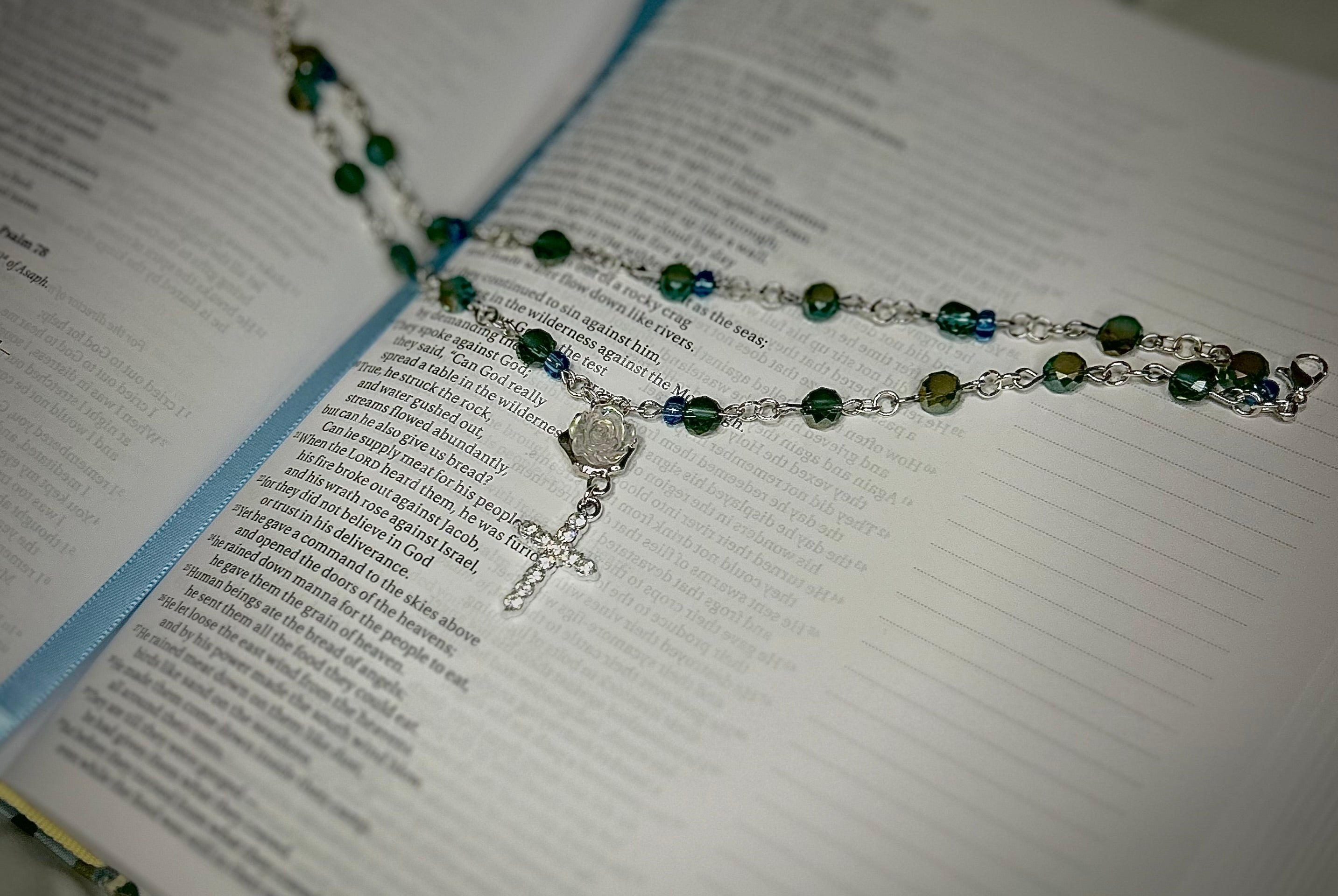 Crystal Beaded Rosary Bracelet