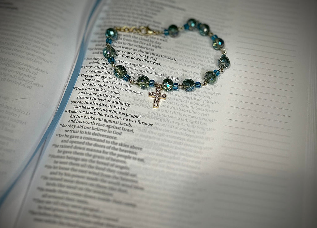 Crystal Beaded Rosary Bracelet