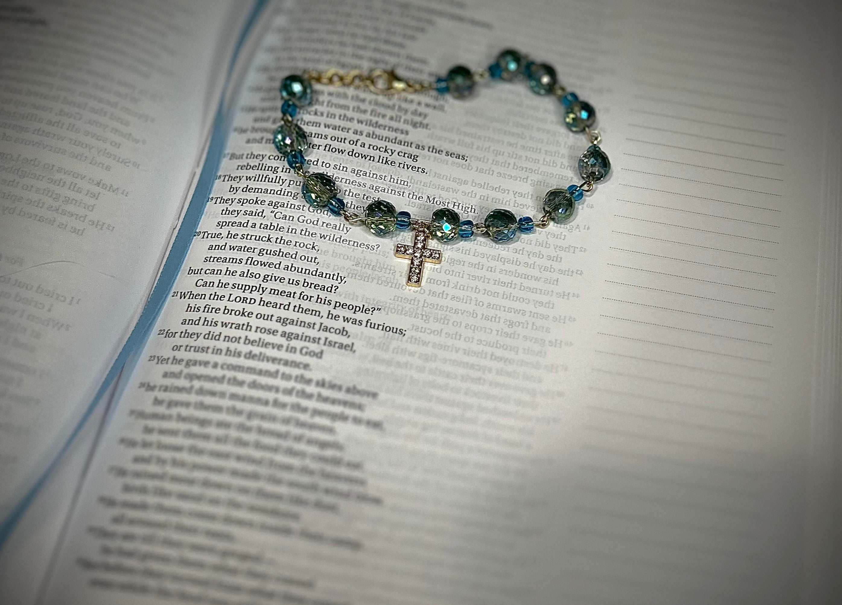 Crystal Beaded Rosary Bracelet