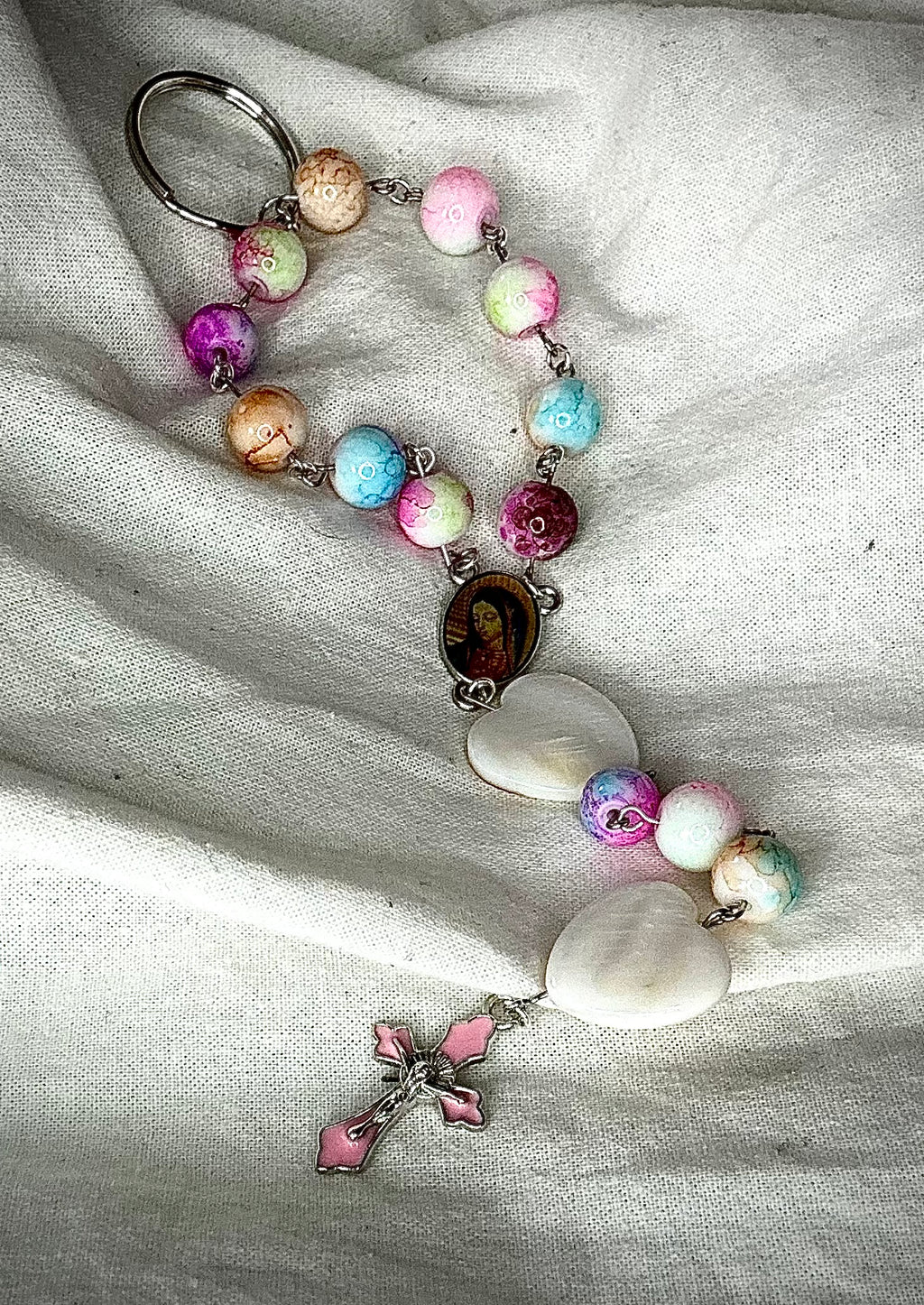 Stone Beaded Keychain Rosary