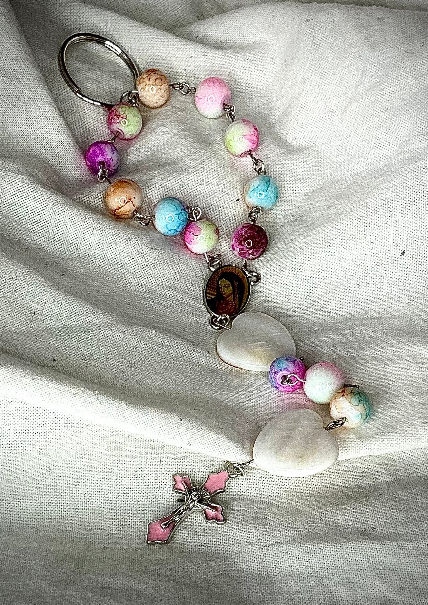 Stone Beaded Keychain Rosary