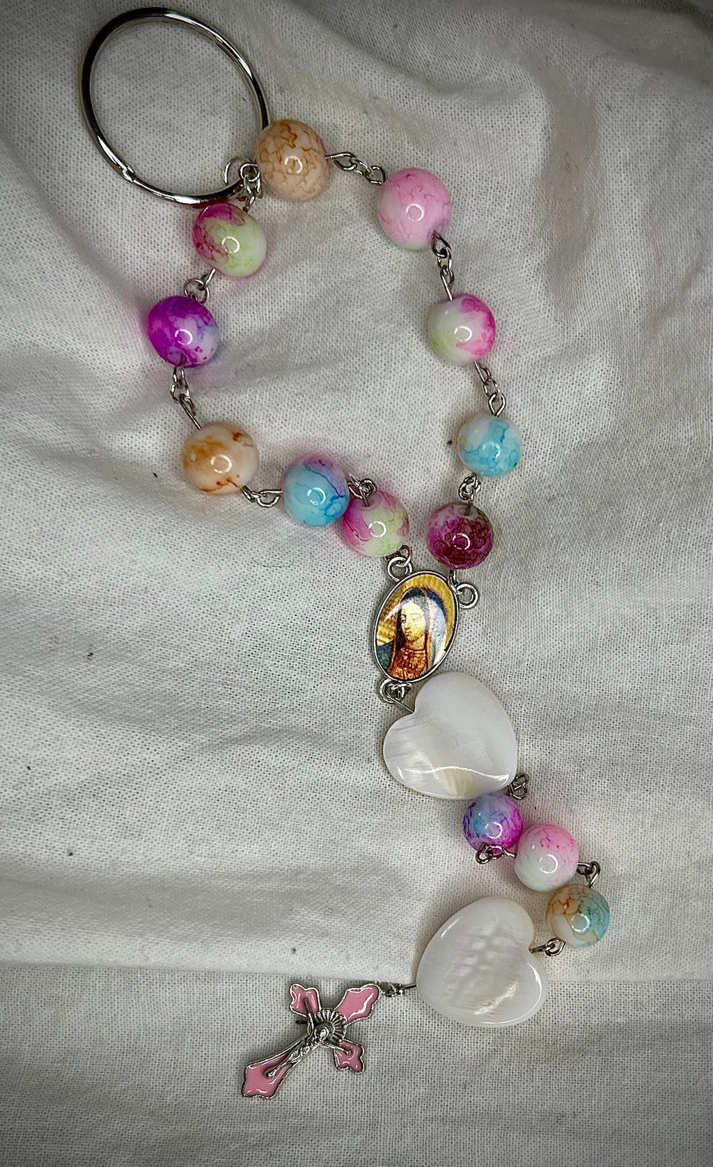 Stone Beaded Keychain Rosary