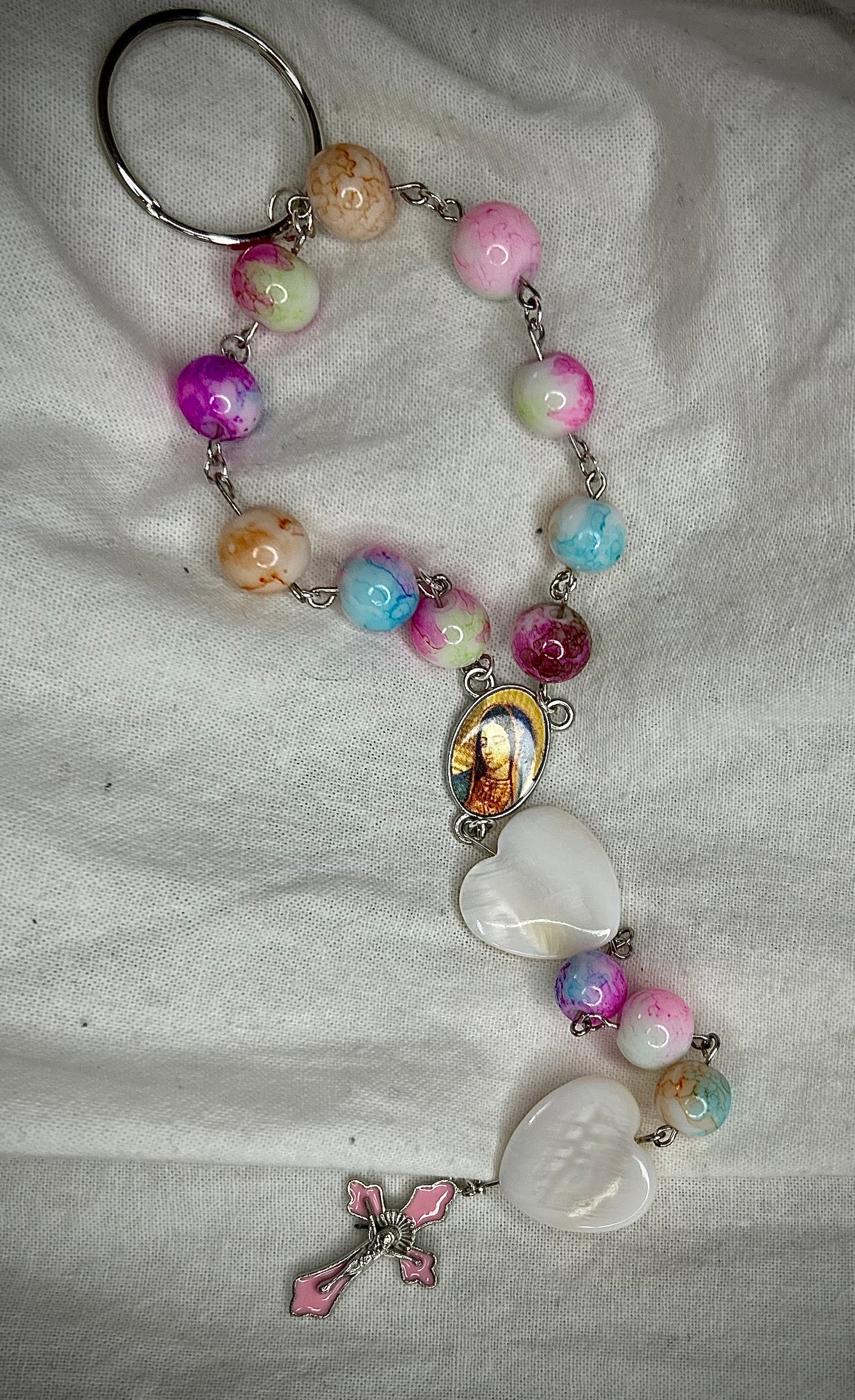 Stone Beaded Keychain Rosary