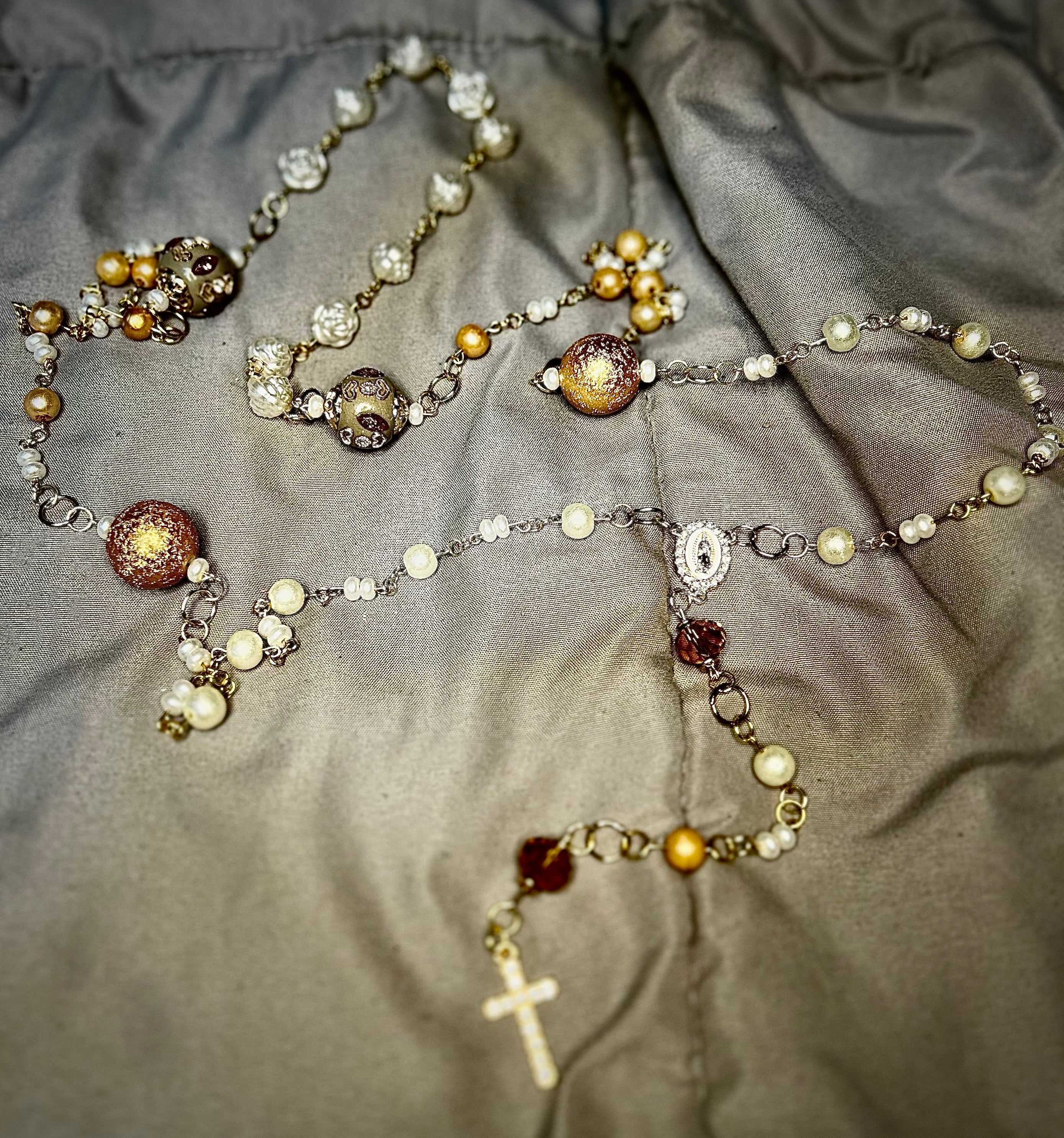 Pearl Beaded Wall Rosary