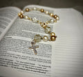 Pearl Beaded Keychain Rosary